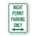 thumbnail image 1 of SignMission A-1218-23860 12 x 18 in. Aluminum Sign - Night Permit Parking Only with Bi-Directional Arrow, 1 of 4