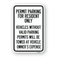 thumbnail image 1 of SignMission A-1218-23399 12 x 18 in. Aluminum Sign - Parking Permit Sign Permit Parking for Residents Only Vehicles without Valid Parking Permits Will Be Towed, 1 of 4