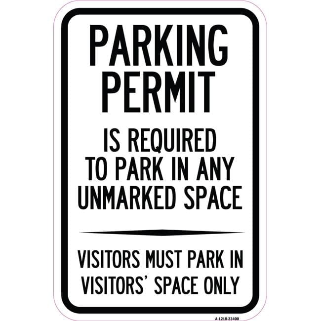 SignMission A-1218-23400 12 x 18 in. Aluminum Sign - Parking Permit is ...