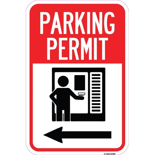 SignMission 12 x 18 in. Aluminum Sign - Parking Permit with Left Arrow ...