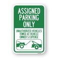 thumbnail image 1 of SignMission A-1218-23374 12 x 18 in. Aluminum Sign - Parking Restriction Sign Assigned Parking Only Unauthorized Vehicles Towed At Owner Expense with Graphic, 1 of 4