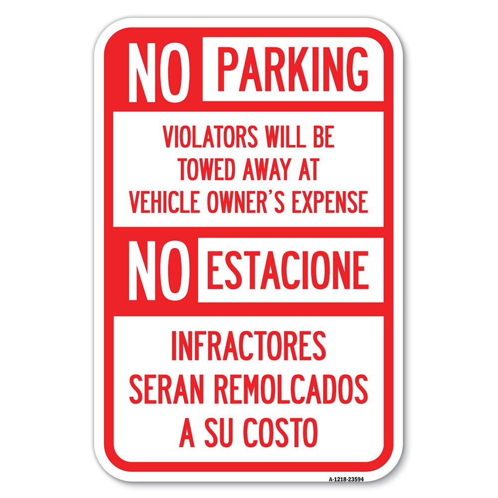 SignMission 12 x 18 in. Aluminum Sign - No Parking Violators Will Be ...