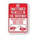 thumbnail image 1 of SignMission A-1218-23553 12 x 18 in. Aluminum Sign - No Unattended Vehicles in the Driveway Unauthorized Vehicles Towed At Vehicle Owners Expense with Car Tow Graphic, 1 of 4