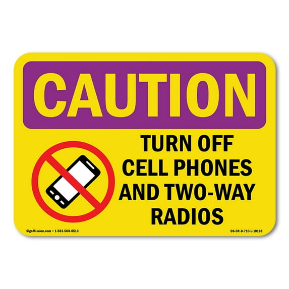 OSHA CAUTION RADIATION Sign - Turn Off Cell Phones And Radios | Aluminum Sign | Protect Your Business, Work Site, Warehouse & Shop Area | Made in the USA