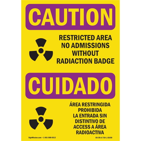OSHA CAUTION RADIATION Sign - Restricted Area Radiation Badge | Aluminum Sign | Protect Your Business, Work Site, Warehouse & Shop Area | Made in the USA