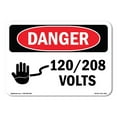 thumbnail image 1 of OSHA Danger Sign - 120 208 Volts |  Aluminum Sign | Protect Your Business, Construction Site, Warehouse & Shop Area |  Made in The USA, 1 of 6