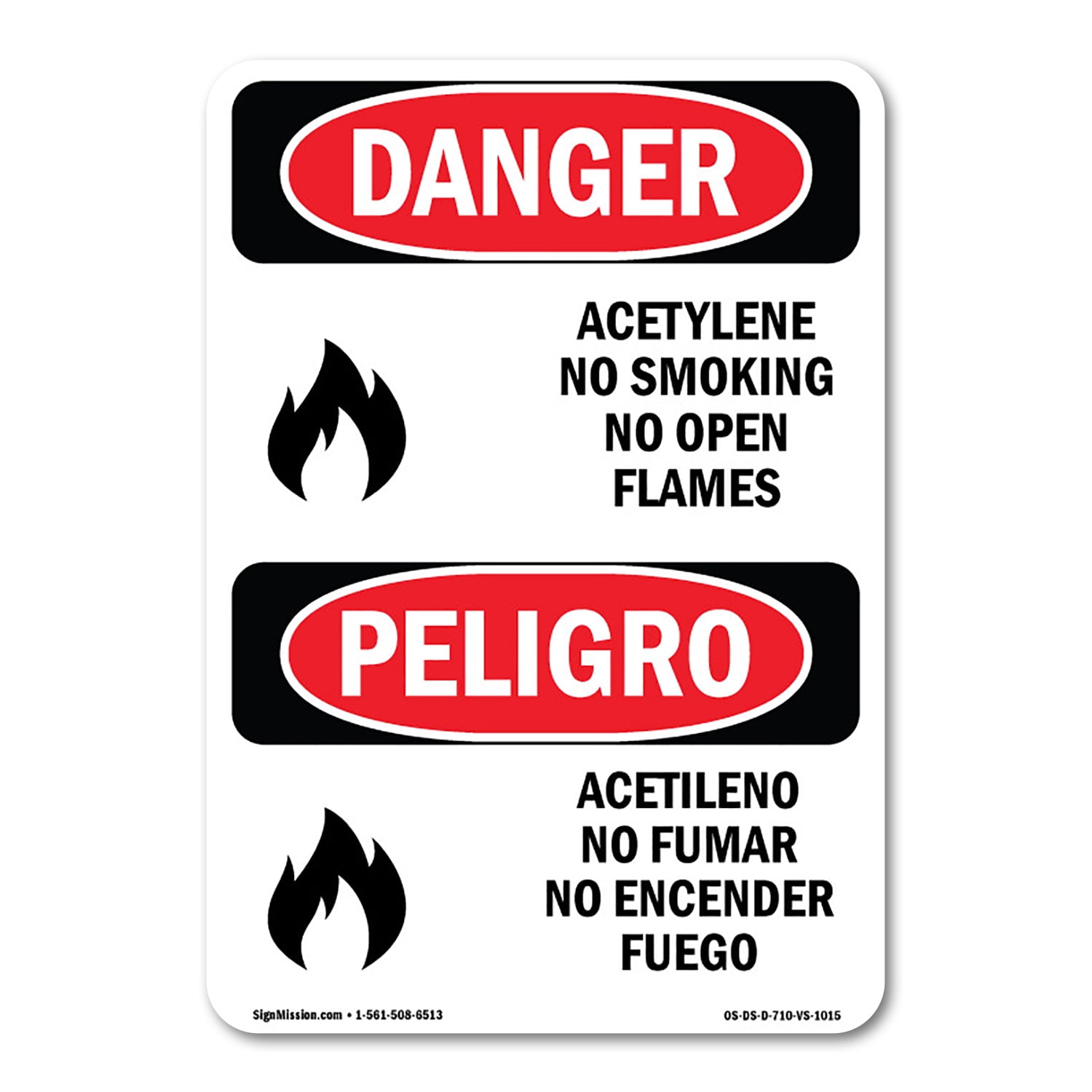 SignMission OS-DS-A-1218-VS-1015 12 x 18 in. OSHA Danger Sign ...