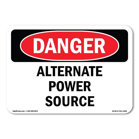 OSHA Danger Sign - Alternate Power Source | Aluminum Sign | Protect Your Business, Construction Site, Warehouse & Shop Area | Made in The USA