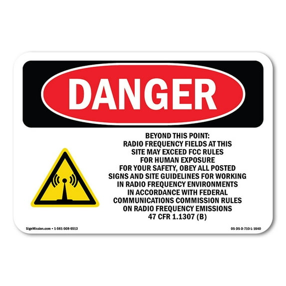 OSHA Danger Sign - Beyond This Point Radio Frequency Fields | Aluminum Sign | Protect Your Business, Construction Site, Shop Area | Made in The USA