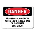 thumbnail image 1 of OSHA Danger Sign - Blasting In Progress When Light Is Flashing |  Aluminum Sign | Protect Your Business, Construction Site, Shop Area |  Made in The USA, 1 of 6