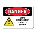 thumbnail image 1 of OSHA Danger Sign - Blind Intersection Proceed Slowly |  Aluminum Sign | Protect Your Business, Construction Site, Warehouse & Shop Area |  Made in The USA, 1 of 6