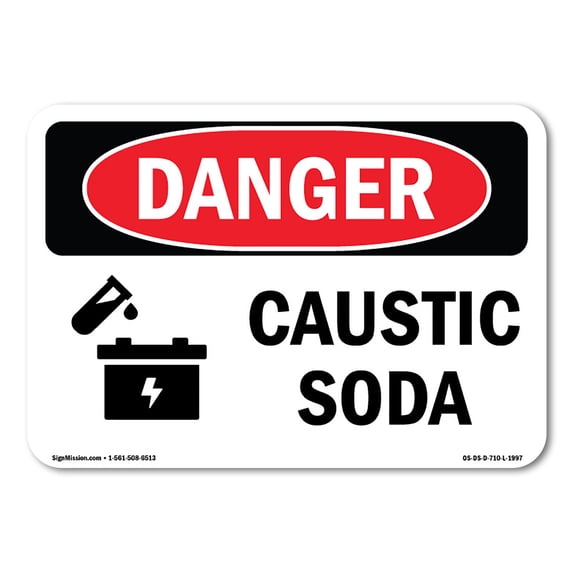 SignMission OS-DS-A-1218-L-1997 12 x 18 in. OSHA Danger Sign - Caustic Soda