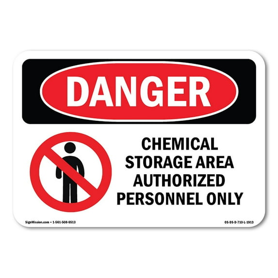 SignMission OS-DS-A-1218-L-1913 12 x 18 in. OSHA Danger Sign - Chemical Storage Area