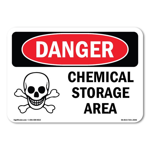 OSHA Danger Sign - Chemical Storage Area | Aluminum Sign | Protect Your Business, Construction Site, Warehouse & Shop Area | Made in The USA