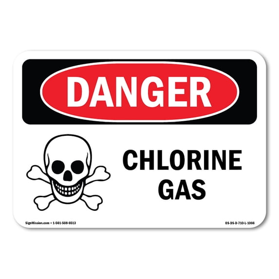 OSHA Danger Sign - Chlorine Gas | Aluminum Sign | Protect Your Business, Construction Site, Warehouse & Shop Area | Made in The USA