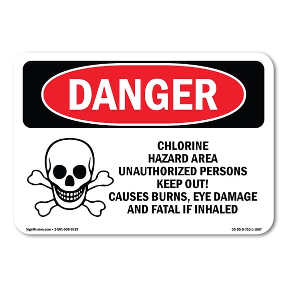 OSHA Danger Sign - Chlorine Hazard Area | Aluminum Sign | Protect Your Business, Construction Site, Warehouse & Shop Area | Made in The USA