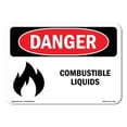 thumbnail image 1 of OSHA Danger Sign - Combustible Liquids |  Aluminum Sign | Protect Your Business, Construction Site, Warehouse & Shop Area |  Made in The USA, 1 of 6