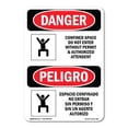 thumbnail image 1 of SignMission OS-DS-A-1218-VS-1083 12 x 18 in. OSHA Danger Sign - Confined Space Do Not Enter Bilingual, 1 of 6