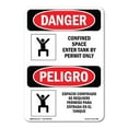 thumbnail image 1 of SignMission OS-DS-A-1218-VS-1085 12 x 18 in. OSHA Danger Sign - Confined Space Enter Tank Permit Bilingual, 1 of 6