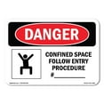 thumbnail image 1 of OSHA Danger Sign - Confined Space Follow Entry Procedure |  Aluminum Sign | Protect Your Business, Construction Site, Shop Area |  Made in The USA, 1 of 6