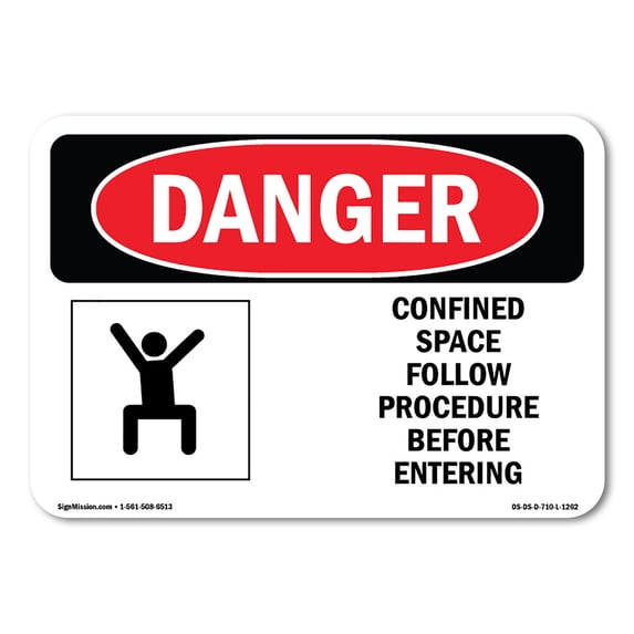 OSHA Danger Sign - Confined Space Follow Procedure | Aluminum Sign | Protect Your Business, Construction Site, Warehouse & Shop Area | Made in The USA