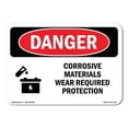 thumbnail image 1 of OSHA Danger Sign - Corrosive Materials Wear Required Protection |  Aluminum Sign | Protect Your Business, Construction Site, Shop Area |  Made in The USA, 1 of 6