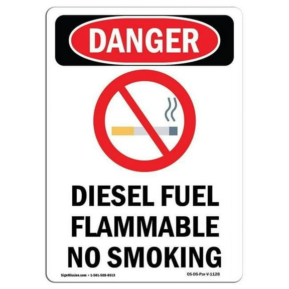 SignMission OS-DS-A-1218-V-1128 12 x 18 in. OSHA Danger Sign - Diesel Fuel Flammable