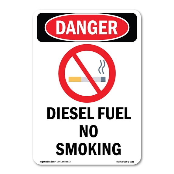 SignMission OS-DS-A-1218-V-1123 12 x 18 in. OSHA Danger Sign - Diesel Fuel No Smoking