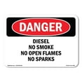 thumbnail image 1 of OSHA Danger Sign - Diesel No Smoke No Open Flames No Sparks |  Aluminum Sign | Protect Your Business, Construction Site, Shop Area |  Made in The USA, 1 of 6