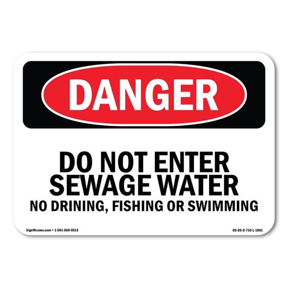 OSHA Danger Sign - Do Not Enter Sewage Water | Aluminum Sign | Protect Your Business, Construction Site, Warehouse & Shop Area | Made in The USA