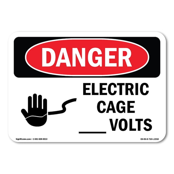 SignMission OS-DS-A-1218-L-2310 12 x 18 in. OSHA Danger Sign - Electric Cage Volts