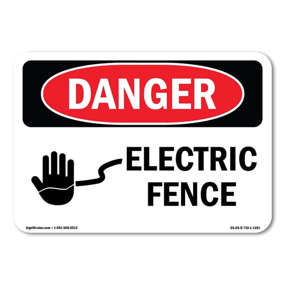 SignMission OS-DS-A-1218-L-1191 12 x 18 in. OSHA Danger Sign - Electric Fence