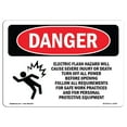 thumbnail image 1 of OSHA Danger Sign - Electric Flash Hazard Will Cause |  Aluminum Sign | Protect Your Business, Construction Site, Warehouse & Shop Area |  Made in The USA, 1 of 6