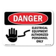 thumbnail image 1 of SignMission OS-DS-A-1218-L-1195 12 x 18 in. OSHA Danger Sign - Electrical Equipment Authorized Personnel, 1 of 6