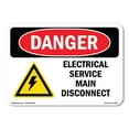 thumbnail image 1 of OSHA Danger Sign - Electrical Service Main Disconnect |  Aluminum Sign | Protect Your Business, Construction Site, Warehouse & Shop Area |  Made in The USA, 1 of 6