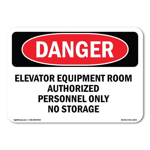 OSHA Danger Sign - Elevator Equipment Room Authorized Personnel | Aluminum Sign | Protect Your Business, Construction Site, Shop Area | Made in The USA