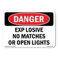 thumbnail image 1 of OSHA Danger Sign - Explosive No Matches Or Open Lights |  Aluminum Sign | Protect Your Business, Construction Site, Warehouse & Shop Area |  Made in The USA, 1 of 6