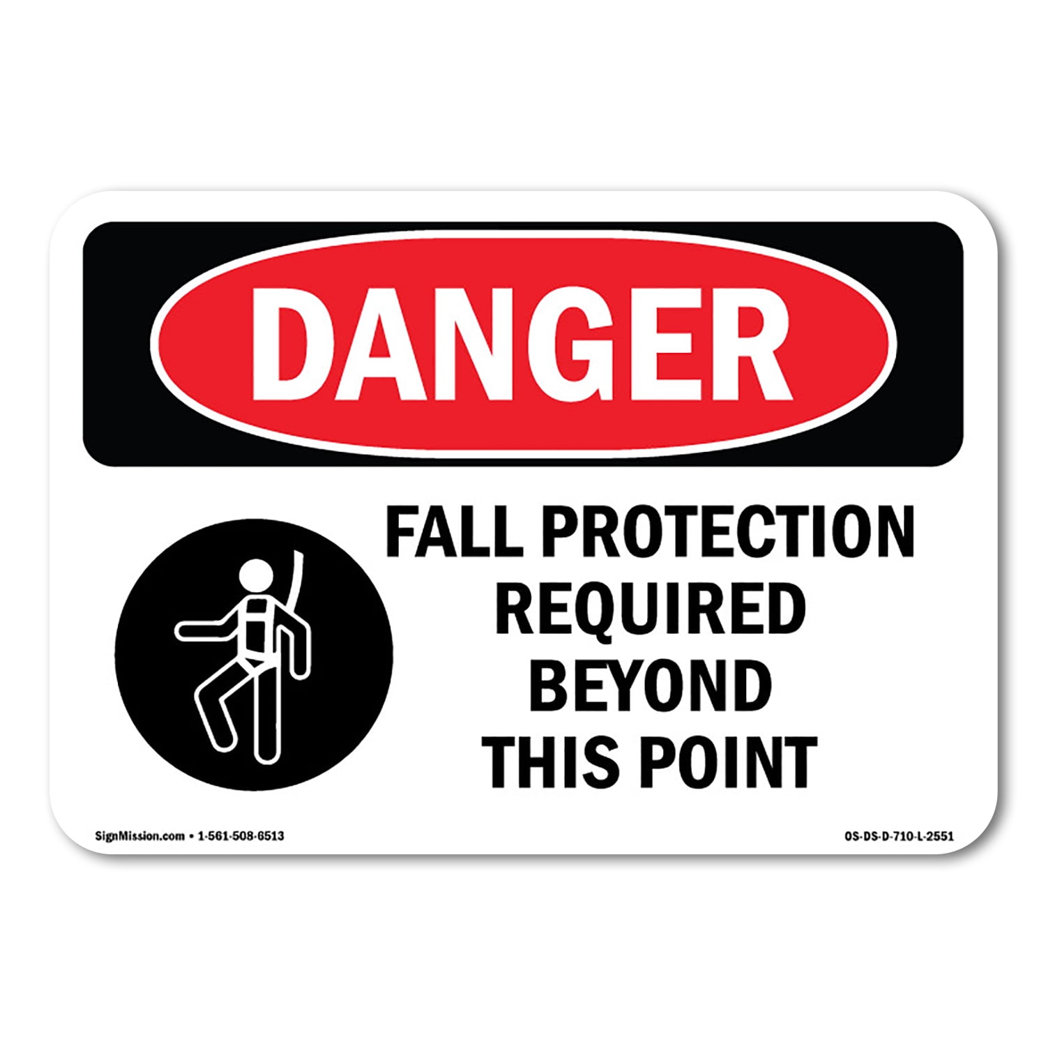 OSHA Danger Sign - Fall Protection Required Beyond | Aluminum Sign ...