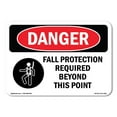 thumbnail image 1 of OSHA Danger Sign - Fall Protection Required Beyond |  Aluminum Sign | Protect Your Business, Construction Site, Warehouse & Shop Area |  Made in The USA, 1 of 6