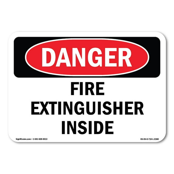 SignMission OS-DS-A-1218-L-2380 12 x 18 in. OSHA Danger Sign - Fire Extinguisher Inside