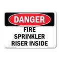 thumbnail image 1 of SignMission OS-DS-A-1218-L-2374 12 x 18 in. OSHA Danger Sign - Fire Sprinkler Riser Inside, 1 of 6