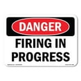 thumbnail image 1 of OSHA Danger Sign - Firing In Progress |  Aluminum Sign | Protect Your Business, Construction Site, Warehouse & Shop Area |  Made in The USA, 1 of 6