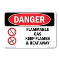 thumbnail image 1 of OSHA Danger Sign - Flammable Gas Keep Flames And Heat Away |  Aluminum Sign | Protect Your Business, Construction Site, Shop Area |  Made in The USA, 1 of 6