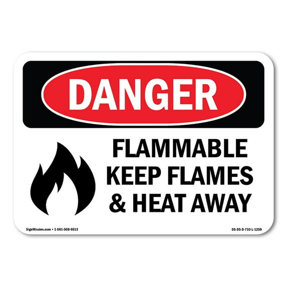 OSHA Danger Sign - Flammable Keep Flames And Heat Away | Aluminum Sign | Protect Your Business, Construction Site, Warehouse & Shop Area | Made in The USA