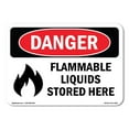 thumbnail image 1 of OSHA Danger Sign - Flammable Liquids Stored Here |  Aluminum Sign | Protect Your Business, Construction Site, Warehouse & Shop Area |  Made in The USA, 1 of 6