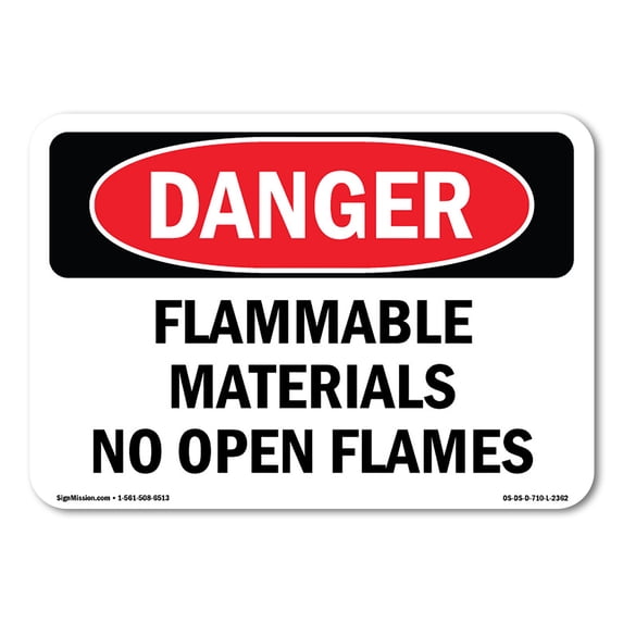 OSHA Danger Sign - Flammable Materials No Open Flames | Aluminum Sign | Protect Your Business, Construction Site, Warehouse & Shop Area | Made in The USA