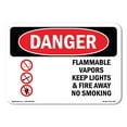 thumbnail image 1 of OSHA Danger Sign - Flammable Vapors Keep Fire Away No Smoking |  Aluminum Sign | Protect Your Business, Construction Site, Shop Area |  Made in The USA, 1 of 6