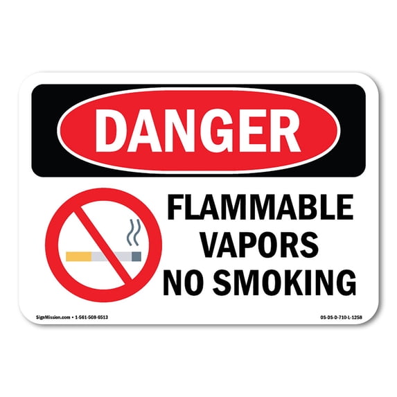OSHA Danger Sign - Flammable Vapors No Smoking | Aluminum Sign | Protect Your Business, Construction Site, Warehouse & Shop Area | Made in The USA