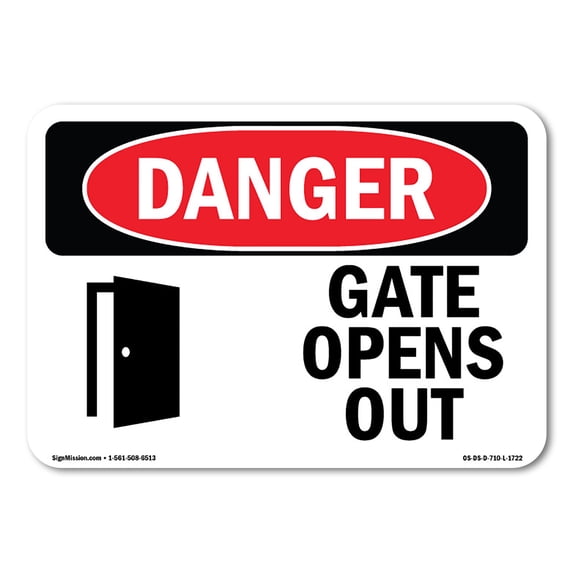 SignMission OS-DS-A-1218-L-1722 12 x 18 in. OSHA Danger Sign - Gate Opens Out