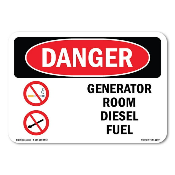 OSHA Danger Sign - Generator Room Diesel Fuel | Aluminum Sign | Protect Your Business, Construction Site, Warehouse & Shop Area | Made in The USA